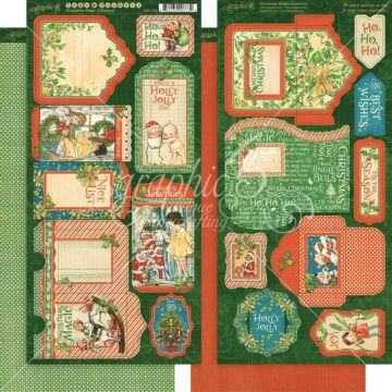 Graphic 45 (G45) - Christmas Magic Cardstock Die-Cuts 6"X12" Sheets 2/Pkg Tags & Pockets
