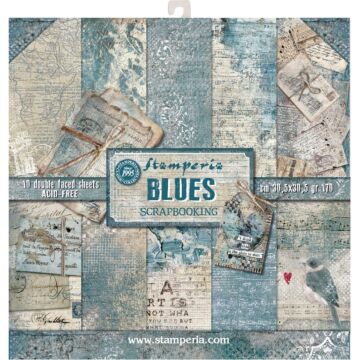 Stamperia Double-Sided Paper Pad 12"X12" 10/Pkg Blues, 10 Designs/1 Each
