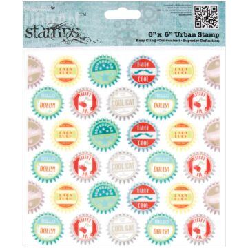 Papermania Happy Days Cling Urban Stamps 6"X6" Bottle Caps