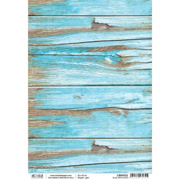 Ciao Bella Rice Paper Sheet A4 Blue Driftwood, Woodland