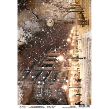 Ciao Bella Rice Paper Sheet A4 Snow Falls Soundlessly, Snow & The City
