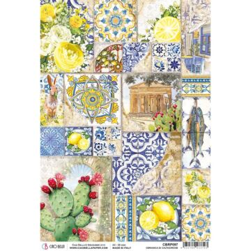 Ciao Bella Rice Paper Sheet A4 Ceramica di Caltagirone, Sicilia