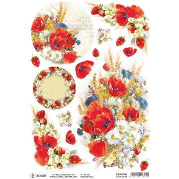 Ciao Bella Rice Paper Sheet A4 Wildflower, Under The Tuscan Sun