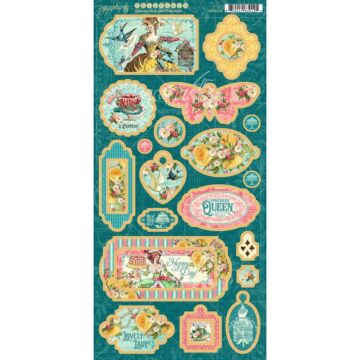 Graphic 45 (G45) Ephemera Queen Chipboard Die-Cuts 6"X12" Sheet