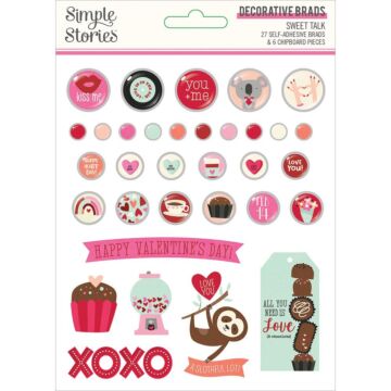 Simple Stories Sweet Talk Decorative Brads 33/Pkg