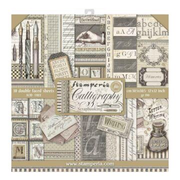 Stamperia Double-Sided Paper Pad 12"X12" 10/Pkg Calligraphy, 10 Designs/1 Each
