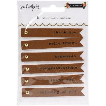 Jen Hadfield The Avenue Embossed Faux Leather Tags 6/Pkg