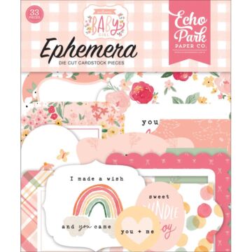 Echo Park Cardstock Ephemera 33/Pkg Icons, Welcome Baby Girl