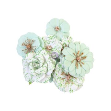 Prima Marketing Mulberry Paper Flowers Minty Water/Watercolor Floral