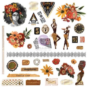 Prima - Diamond Cardstock Ephemera 35/Pkg Shapes, Tags, Words, Foiled Accents