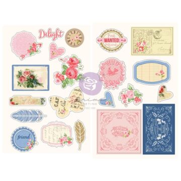 Julie Nutting Frayed Denim Chipboard Stickers 21/Pkg