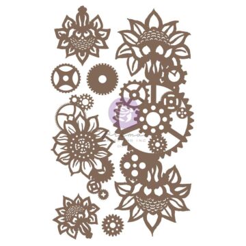 Finnabair Decorative Chipboard Machine Floral Decors, 7/Pkg