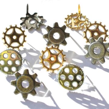 Eyelet Outlet Shape Brads 12/Pkg Gears