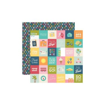Simple Stories Going Places Double-Sided Cardstock 12"X12" 2"X2" Elements