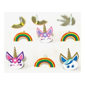 Eyelet Outlet Shape Brads 12/Pkg Unicorn & Rainbow