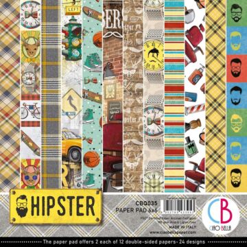 Ciao Bella Double-Sided Paper Pack 90lb 6"X6" 24/Pkg Hipster, 12 Designs/2 Each