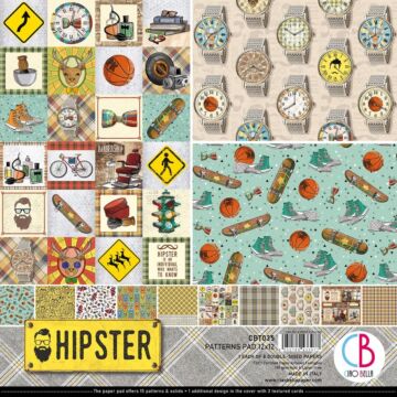 Ciao Bella Double-Sided Paper Pack 90lb 12"X12" 8/Pkg Hipster, 8 Designs/1 Each