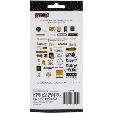 Spooky Ephemera Cardstock Die-Cuts 40/Pkg Phrase W/Foil Accents