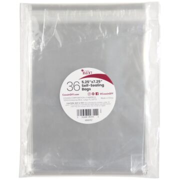 CousinDIY Self-Sealing Bags 36/Pkg Clear, 5.25"X7.25"
