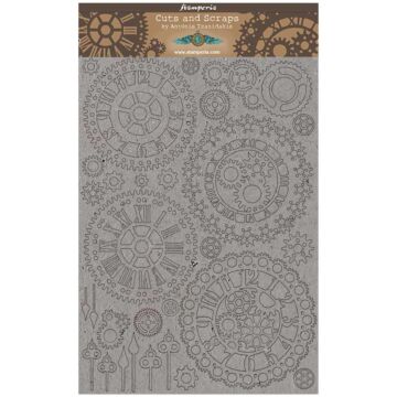 Stamperia Greyboard Cut-Outs A4 1mm Thick Gears & Clocks, Sir Vagabond