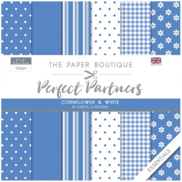 The Paper Boutique Perfect Partners Paper Pad 8"X8" 36/Pkg Cornflower & White