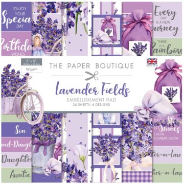 The Paper Boutique Embellishments Pad 8"X8" 36/Pkg Lavender Fields, 6 Designs