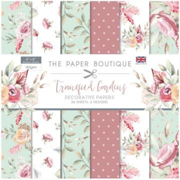 The Paper Boutique Paper Pad 8"X8" 36/Pkg Tranquil Gardens, 6 Designs