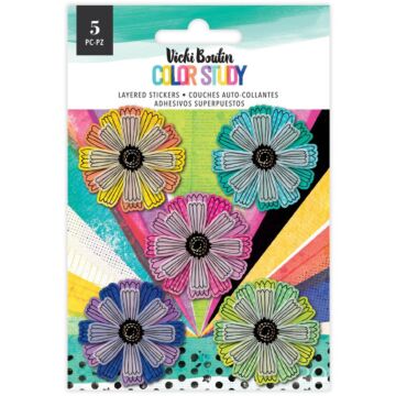 Vicki Boutin Color Study Layered Stickers 5/Pkg Flowers