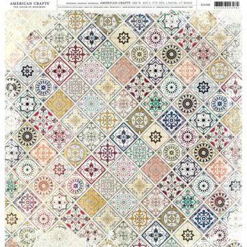 American Crafts Patterned Single-Sided Cardstock 12"X12" Mandala Patchwork