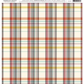 American Crafts Patterned Single-Sided Cardstock 12"X12" Plaid Pattern