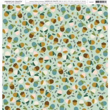 American Crafts Patterned Single-Sided Cardstock 12"X12" Acorns