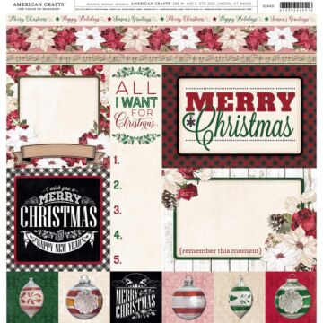 American Crafts Patterned Single-Sided Cardstock 12"X12" Christmas Tags