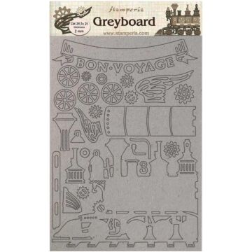 Stamperia Greyboard Cut-Outs A4 2mm Thick Train, Voyages Fantastiques