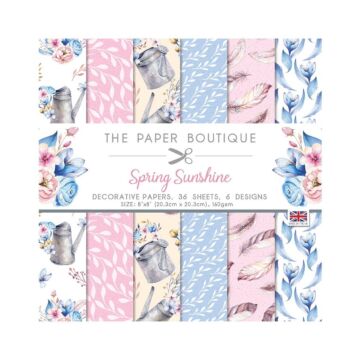 The Paper Boutique Paper Pad 8"X8" 36/Pkg Spring Sunshine, 6 Designs