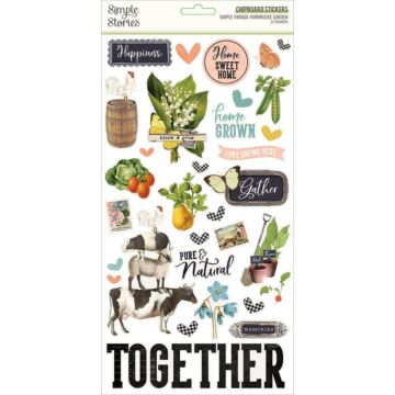Simple Vintage Farmhouse Garden Chipboard Stickers 6"X12"