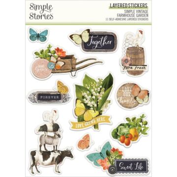Simple Vintage Farmhouse Garden Layered Stickers 11/Pkg
