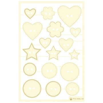 P13 Die-Cut Chipboard Embellishments 4"X6" Stitched With Love #06, 17/Pkg