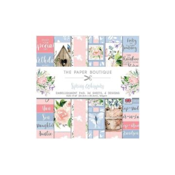 The Paper Boutique Embellishments Pad 8"X8" 36/Pkg Spring Whispers, 6 Designs