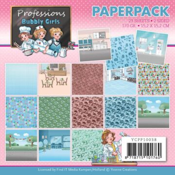 Find It Trading Yvonne Creations Paper Pack 6"X6" 23/Pkg Bubbly Girls Professions, Double-Sided
