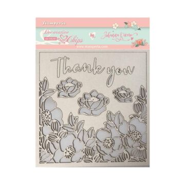 Stamperia Decorative Chips 5.5"X5.5" Thank You. Celebration