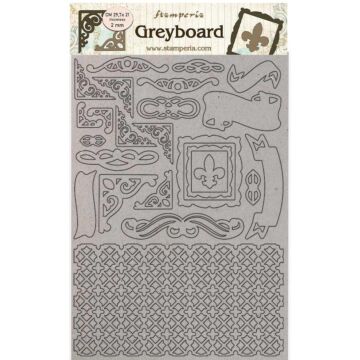 Stamperia Greyboard Cut-Outs A4 2mm Thick Frames, Sleeping Beauty