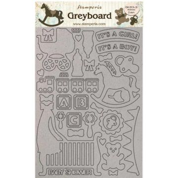 Stamperia Greyboard Cut-Outs A4 2mm Thick Baby, Sleeping Beauty