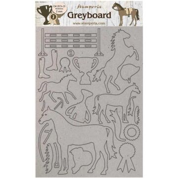 Stamperia Greyboard Cut-Outs A4 2mm Thick Trophy, Romantic Horses