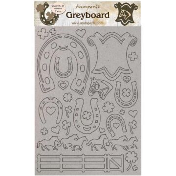 Stamperia Greyboard Cut-Outs A4 2mm Thick Horseshoes, Romantic Horses