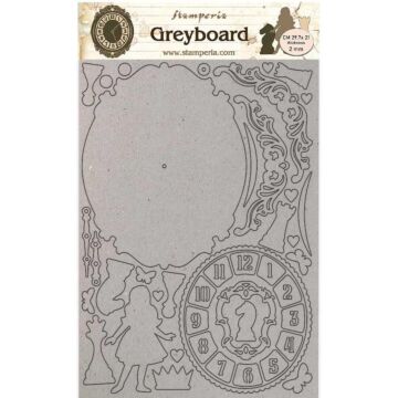 Stamperia Greyboard Cut-Outs A4 2mm Thick Alice Clock