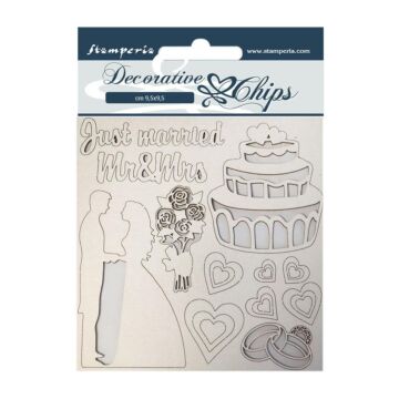Stamperia Decorative Chips 5.5"X5.5" Just Married, Sleeping Beauty