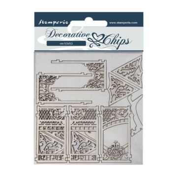 Stamperia Decorative Chips 5.5"X5.5" 2/Pkg Gazebo, Sleeping Beauty