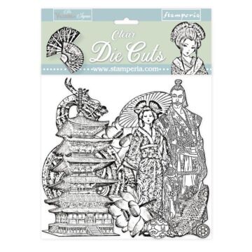 Stamperia Clear Die-Cuts Sir Vagabond In Japan Black & White