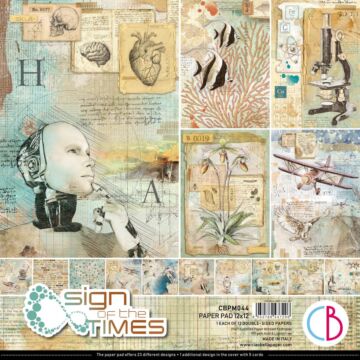 Ciao Bella Double-Sided Paper Pack 90lb 12"X12" 12/Pkg Sign Of The Times, 12 Designs/1 Each