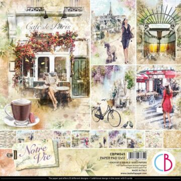 Ciao Bella Double-Sided Paper Pack 90lb 12"X12" 12/Pkg Notre Vie, 12 Designs/1 Each